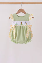 Green Princess Frog Embroidery Ruffle Bubble