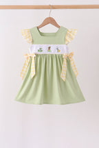 Green Princess Frog Embroidery Ruffle Dress