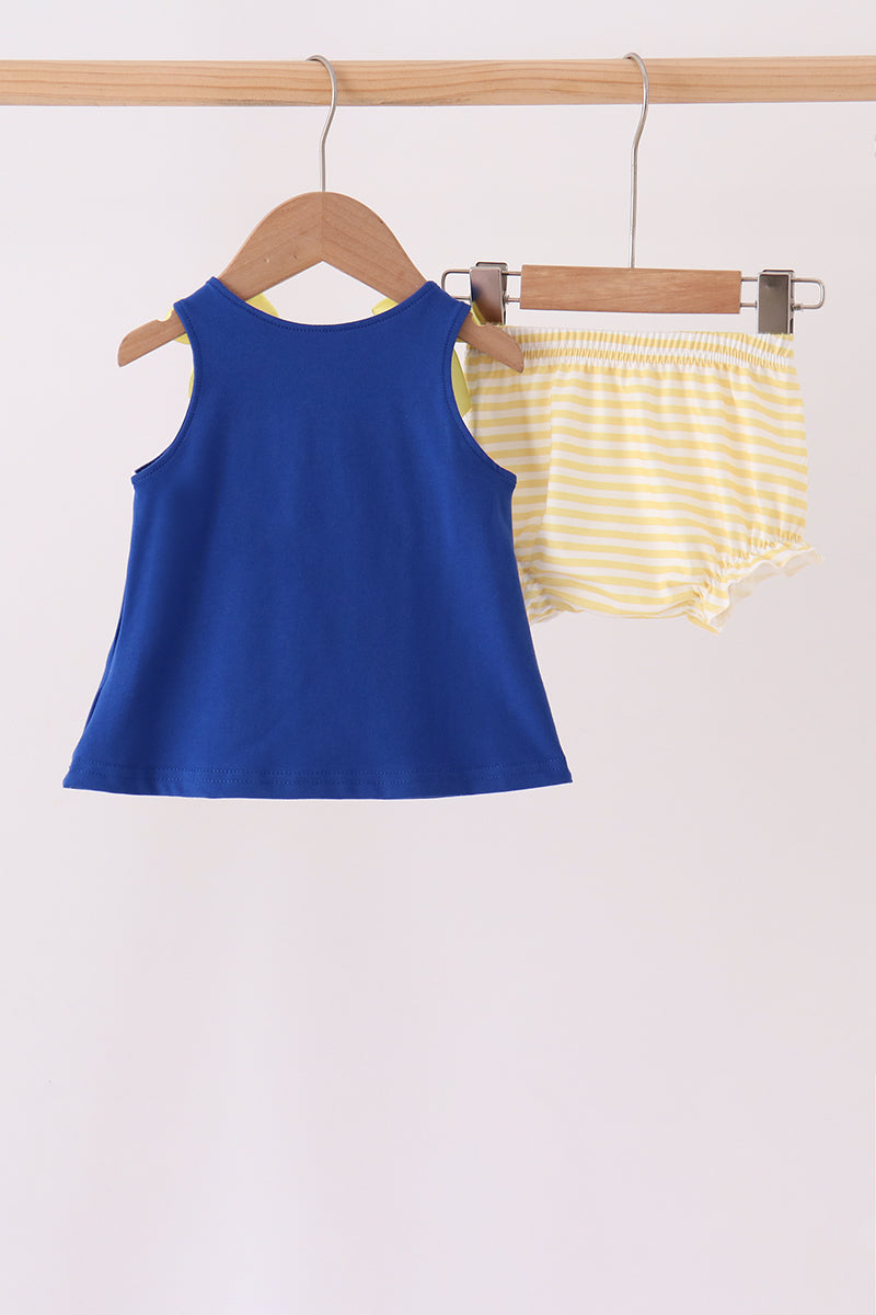 Royal Blue Character Embroidery Bloomer Set
