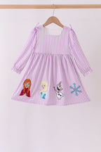 Purple Stripe Frozen Embroidery Dress