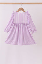 Purple Stripe Frozen Embroidery Dress