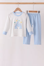 Blue Castle Applique Stripe Pants Set