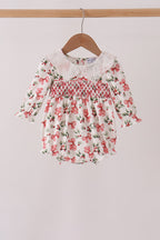 Red Holly Bow Smocked Lace Bubble