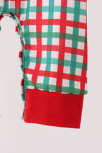 Red Character Embroidery Gingham Romper