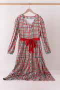 Red Bow Gingham Mom Dress