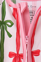 Pink Bow Zip Bamboo Romper