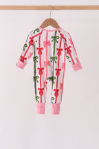 Pink Bow Zip Bamboo Romper