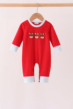 Red Reindeer French Knot Romper