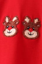 Red Reindeer French Knot Pants Set