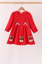 Red Reindeer French Knot Dress