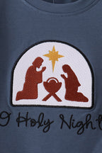 Blue Nativity Embroidery Pants Set