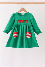 Green Reindeer French Knot Dress
