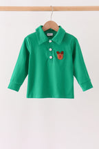 Green Reindeer French Knot Top