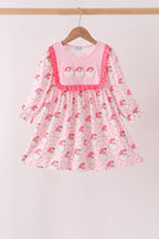 Pink Santa French Knot Ruffle Dress