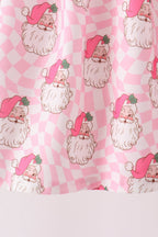 Pink Santa French Knot Ruffle Dress