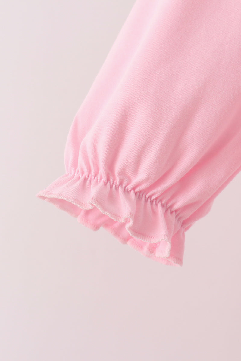Pink Santa French Knot Ruffle Skorts Set