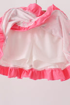 Pink Santa French Knot Ruffle Skorts Set