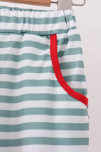 Red Christmas Tree Embroidery Stripe Pants Set
