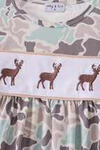Hunting Deer Embroidery Ruffle Pants Set