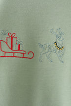 Sage Christmas Embroidery Romper