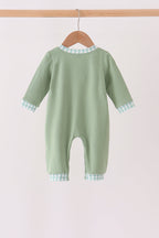 Sage Christmas Embroidery Romper