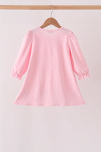 Pink Christmas Embroidery Dress