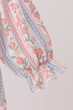 Pink Floral Puppy Embroidery Bow Bubble