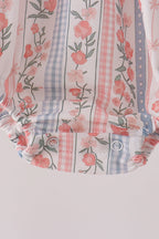 Pink Floral Puppy Embroidery Bow Bubble