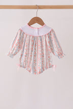 Pink Floral Puppy Embroidery Bow Bubble