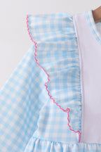 Blue Castle Embroidery Ruffle Pants Set