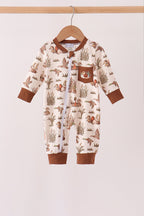 Brown Duck Embroidery Romper