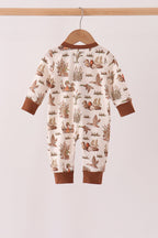 Brown Duck Embroidery Romper