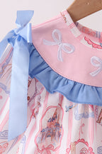 Pink Character Bow Embroidery Bloomer Set