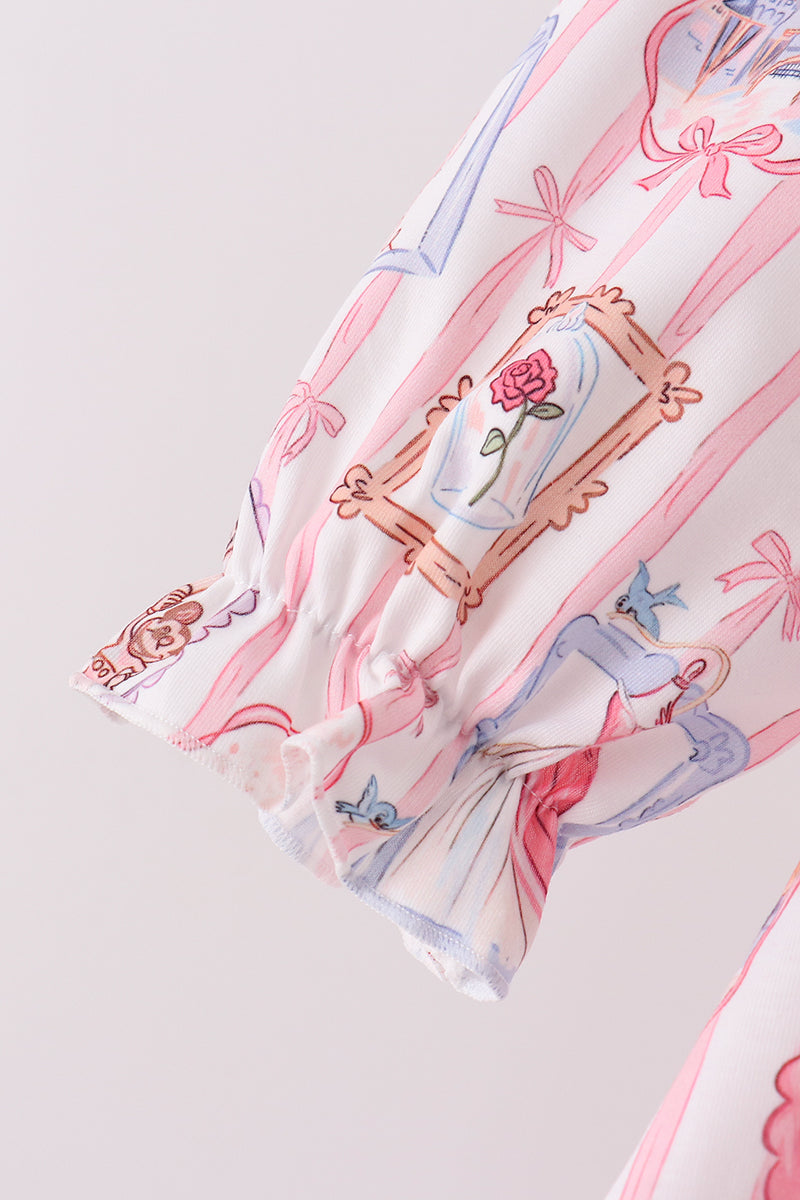 Pink Character Bow Embroidery Bloomer Set