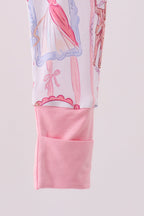 Pink Character Ruffle Bamboo Romper