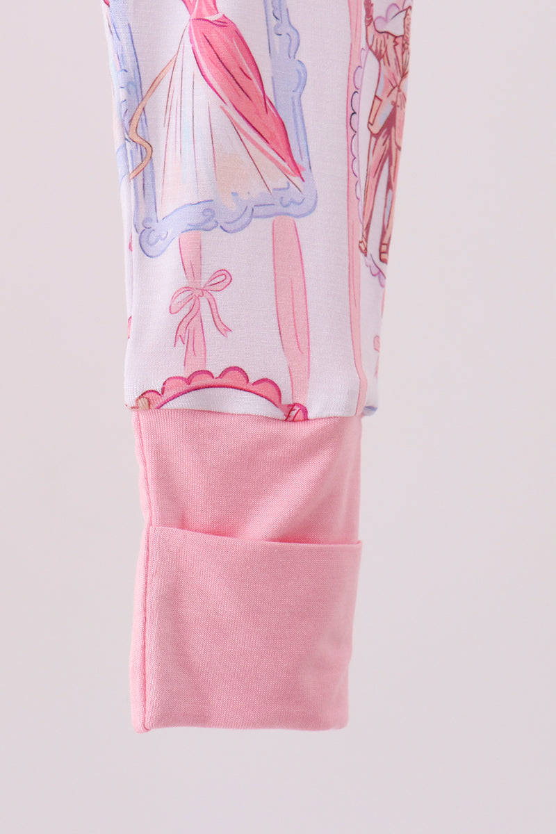 Pink Character Ruffle Bamboo Romper