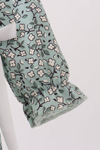 Green Farm Floral Embroidery Ruffle Bubble