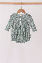 Green Farm Floral Embroidery Ruffle Bubble