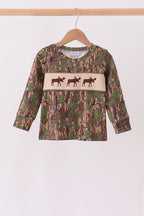 Camouflage Moose Embroidery Top