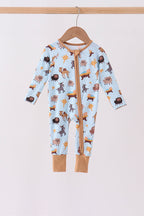Blue Nativity Zip Bamboo Romper
