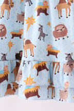Blue Nativity Ruffle Bamboo Dress