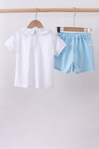 Peter pan collar shorts set