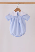 Blue turkey embroidery checkered bubble