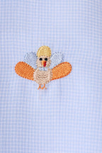 Blue turkey embroidery button down shirt