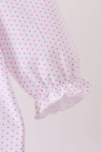 Pink dot turkey embroidery ruffle romper