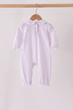 Pink dot turkey embroidery ruffle romper