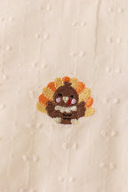 Beige turkey embroidery ruffle pants set