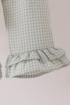 Beige turkey embroidery ruffle pants set