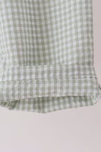 Green turkey embroidery gingham pants set