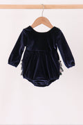 Navy plaid ruffle bubble